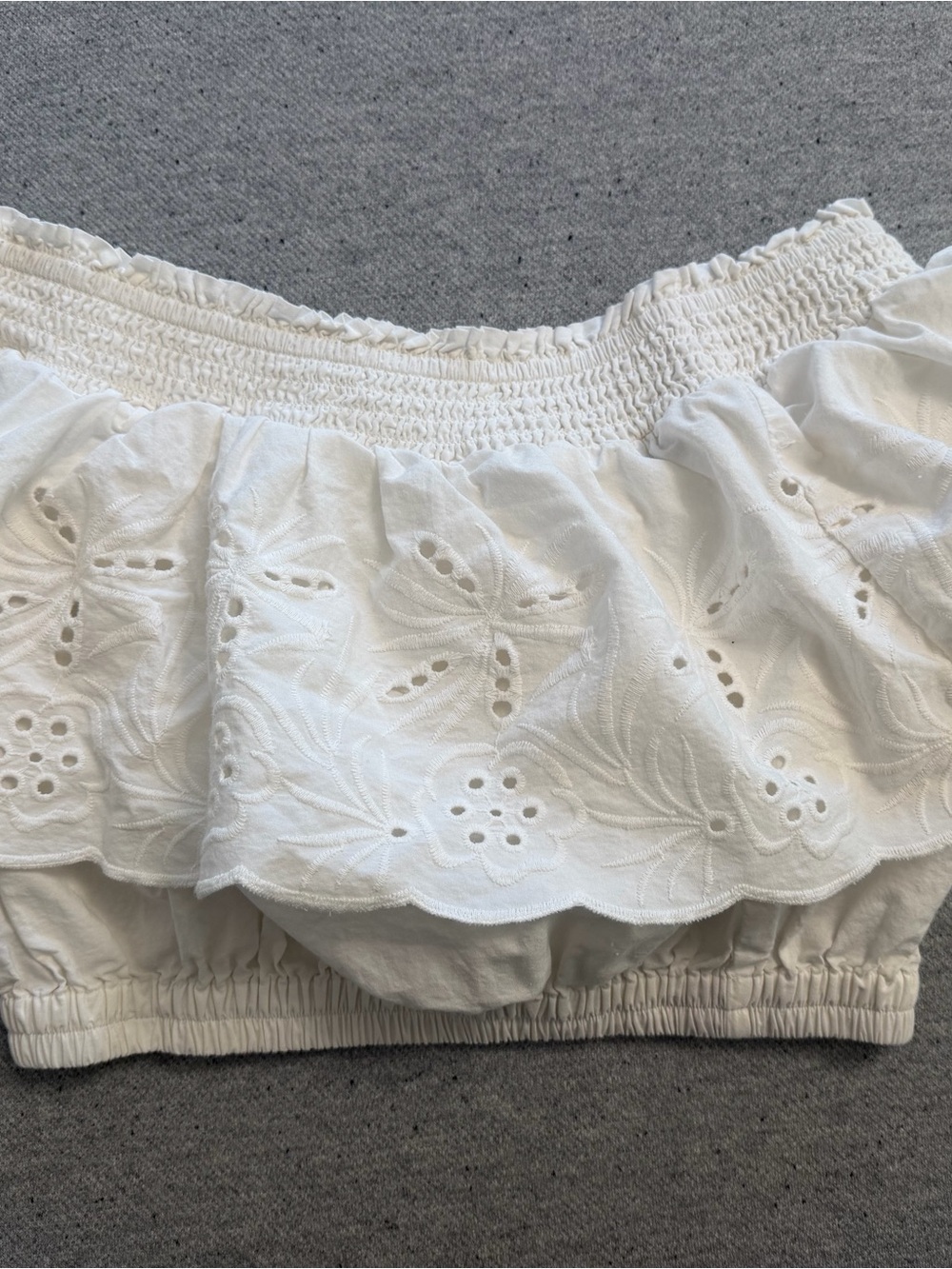 White Eyelet Ruffle Women’s Crop Top